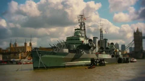 HMS Belfast pretty Video stock 10891415