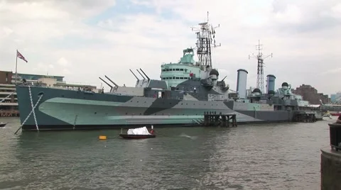 HMS Belfast ship Stock Footage 63150284