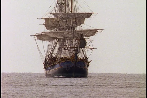 HMS Bounty at sea Stock Footage 86751501