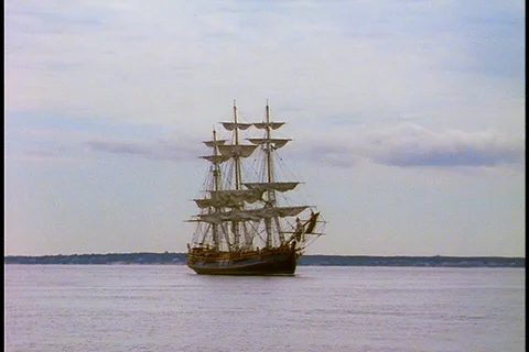 HMS Bounty at sea Stock Footage 86751518