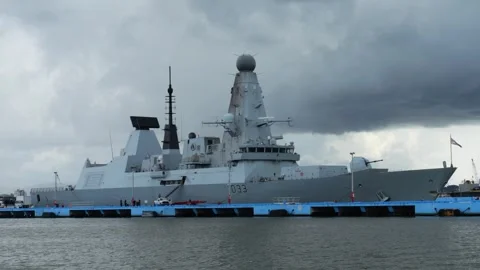 HMS COUNTLESS AIR DEFENCE DESTROYER STARBOARD SIDE Stock Footage 254318449
