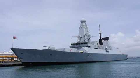 HMS Daring D32  navy warship destroyer - port view 1 of 4 Stock Footage 24709498