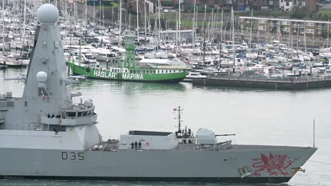 HMS Dragon a type-45 destroyer Royal Navy Stock Footage 168933348