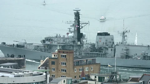 HMS Lancaster the Queen's ship deploying for NATO. Stock Footage 190408329