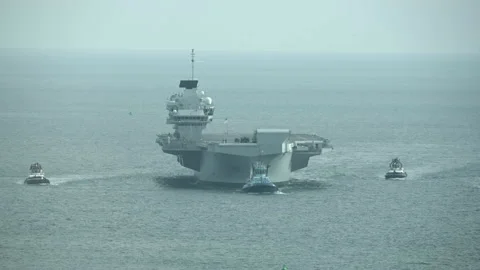 HMS Prince of Wales stricken return to Portsmouth Stock Footage 207864859