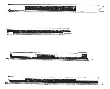 HMS Warrior, HMS Hector, HMS Hercules, and HMS Achilles, vintage engraved ill Stock Illustration