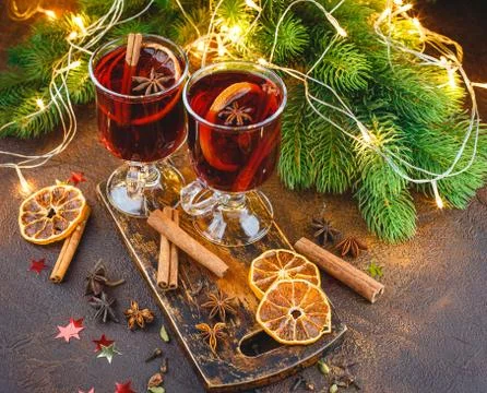 Hmulled wine with spices Stock Photos