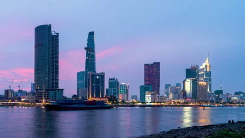Ho Chi Minh City with developed buildings, Vietnam. 스톡 동영상 252188632