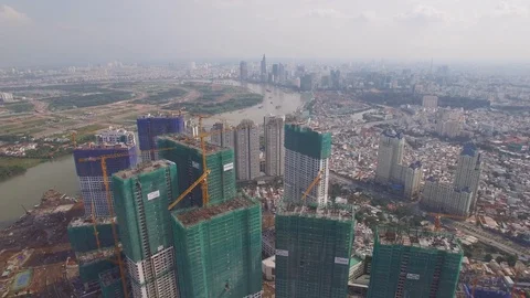 Ho Chi Minh City development project aerial shot Stock Footage 119008931