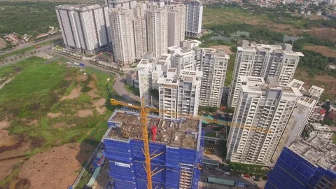 Ho Chi Minh City development project aerial shot 스톡 동영상 119009791
