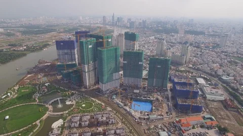 Ho Chi Minh City development project aerial shot Stockbeeldmateriaal 119009834