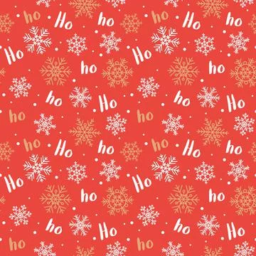 Ho-ho-ho christmas pattern with lettering and snowflakes. Vector illustration Stock Illustration