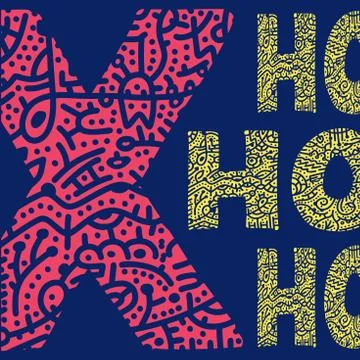 Ho ho ho phrase. Expression of Santa Claus. Lettering for holidays. Ink illus Illustration
