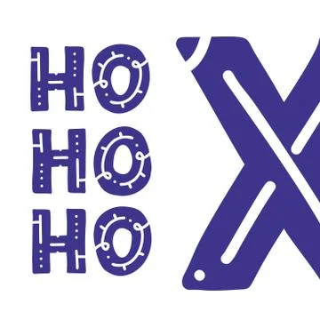 Ho ho ho phrase. Expression of Santa Claus. Lettering for holidays. Ink illus Illustration