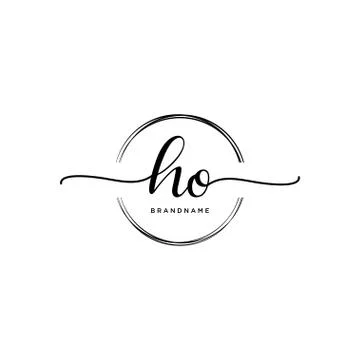 HO Initial handwriting logo with circle template vector Stock Illustration