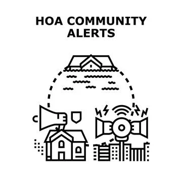 Hoa community experiencing emergency alerts and warning system Stock Illustration