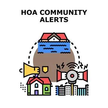 Hoa community experiencing emergency alerts and warning system Stock Illustration