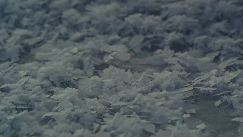 Hoarfrost close up on ice Stock Footage 127468917
