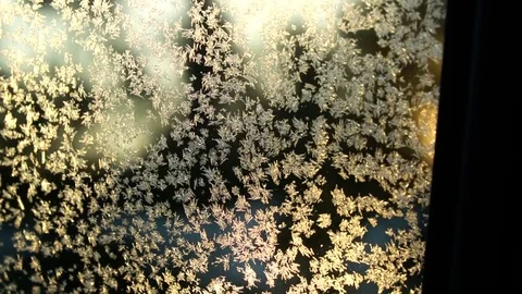 Hoarfrost pattern on car window glass Stock Footage 71614603