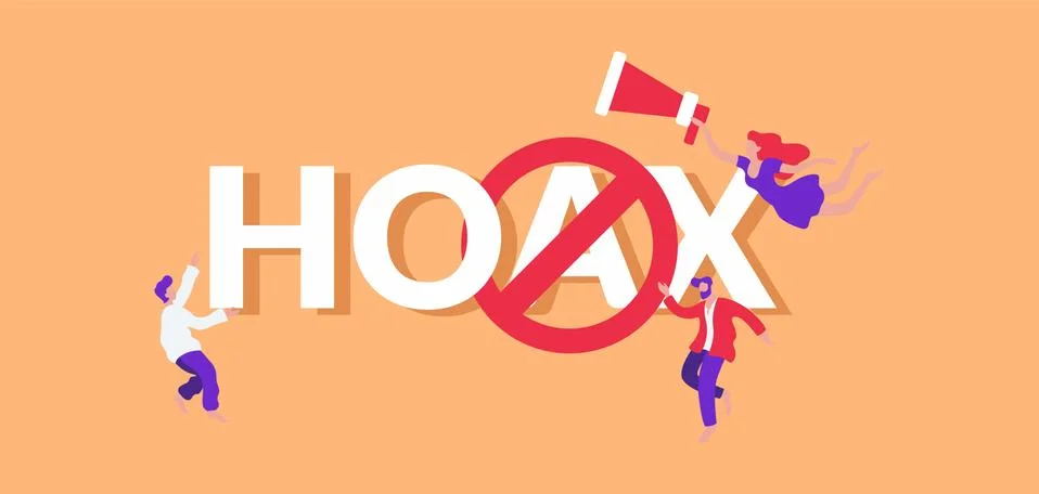Hoax and fake illustration. Fraudulent information warning misinformation Stock Illustration