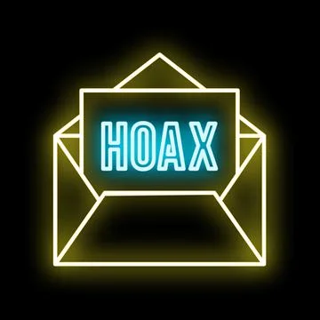 Hoax message digital neon sign email warning Stock Illustration