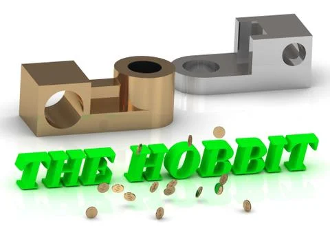 THE HOBBIT - words of color letters and silver details and bronze details on Stock Illustration