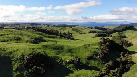 Hobbiton, Aerial, New Zealand, The Shire, Lord of the Rings Stock Footage