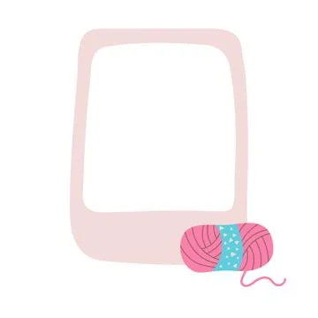 Hobby accessories knitting vector frame illustration on white background Stock Illustration