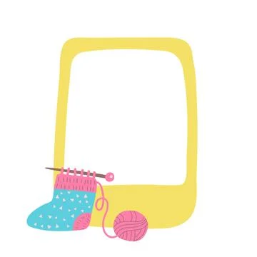 Hobby accessories knitting vector frame illustration on white background イラスト素材