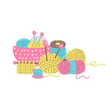 Hobby accessories knitting vector illustration on white background Stock Illustration