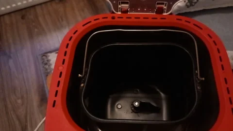 Hobby Bread Machine- Teflon Bowl and Intermittent Kneading Paddle - Top-Down Vie Stock Footage 336946768