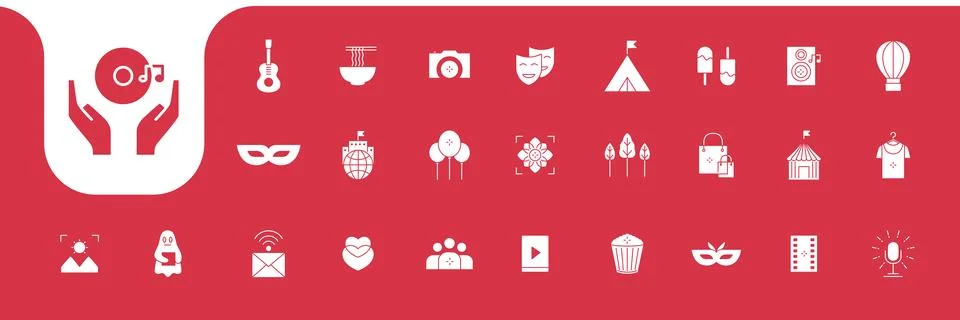 Hobby flat design icons vector Stock Illustration