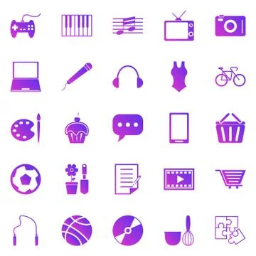 Hobby gradient icons on white background Illustrazione stock