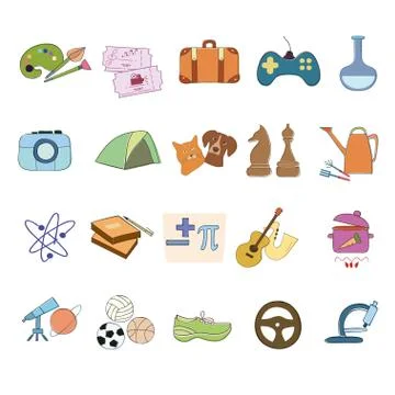 Hobby Icons vector set Stock Illustration