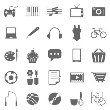 Hobby icons on white background Stock Illustration