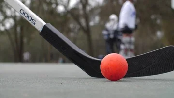 Hobby Kids inline skating skaters Roller Hockey game stadium sport court Stock Footage 86132311