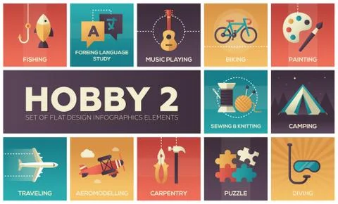 Hobby - set of flat design infographics elements Stock Illustration