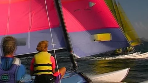 Hobbycat in action Stock Footage 952567