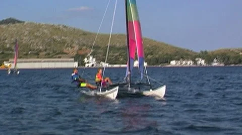 Hobbycat in action Stock Footage 952573