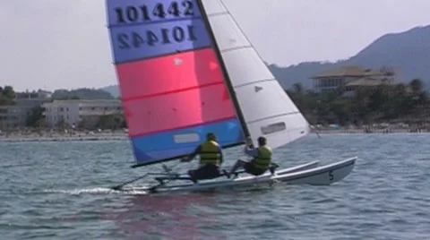 Hobbycat in action Stock Footage 952630