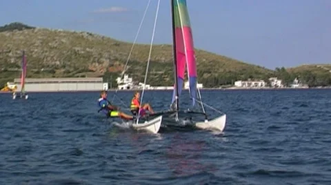Hobbycat in action Stock Footage 952653