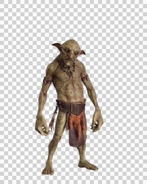 Hobgoblin standing front view. 3d illustration isolated on transparent backgr Stock Illustration