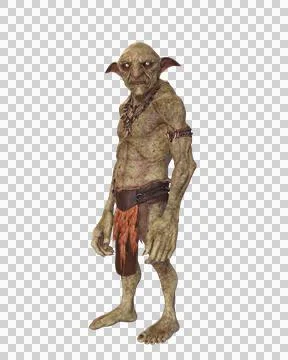 Hobgoblin standing side view. 3d illustration isolated on transparent backgro Stock Illustration