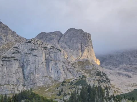 Hochtor - A close up view on a massive mountain wall Stock Photos