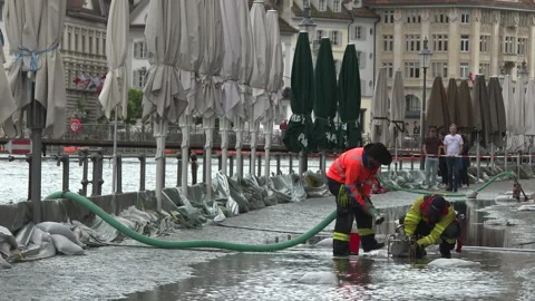 Hochwasser 2021 in Luzern Stock Footage 157547598