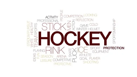 Hockey animated word cloud, text design animation. Kinetic typography. Stock Footage 77557085