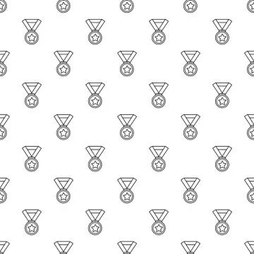 Hockey champion medal pattern vector seamless Stock Illustration