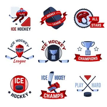 Hockey Emblems Set Stock Illustration