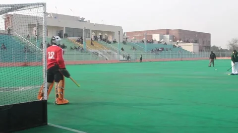 Hockey Goal Keeper Practicing Stock Footage 46065727