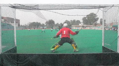Hockey Goal Keeper Practicing Stock Footage 46065984